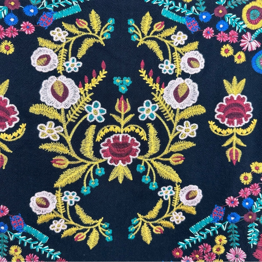 Umgee Multi-Color Floral Embroidered High Waist Cotton Blend Mini Skirt Sz S - Picture 7 of 11